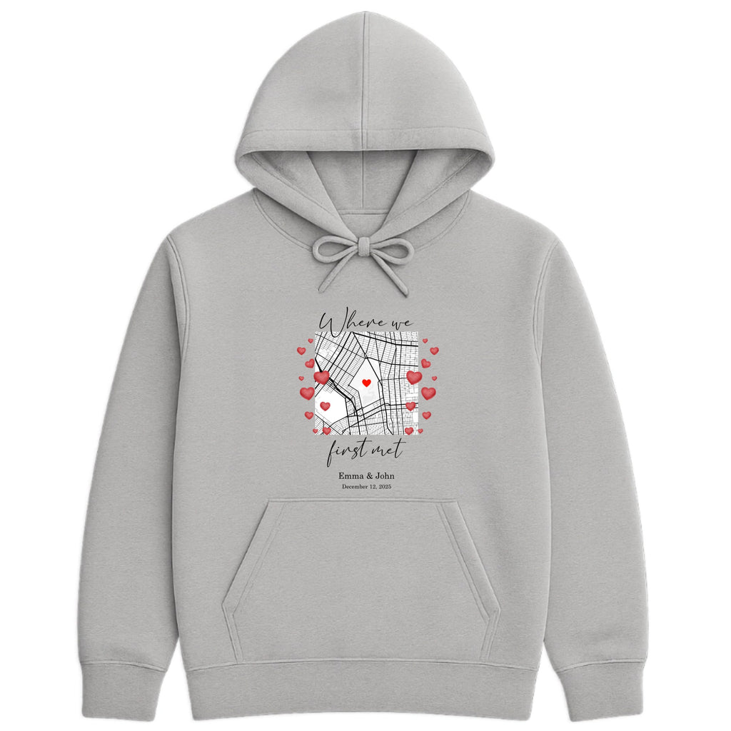 Where we first met - Valentine Hoodie hero product mockup