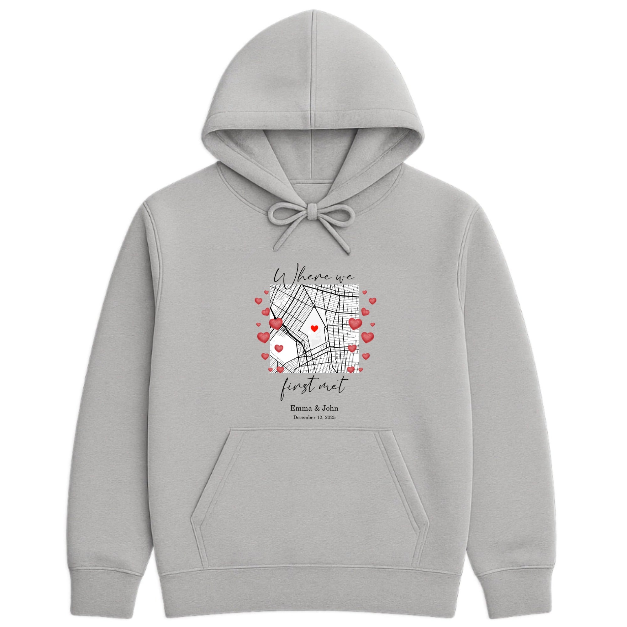 Where we first met - Valentine Hoodie hero product mockup