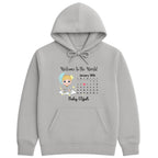 Welcome to the World Hoodie hero product mockup