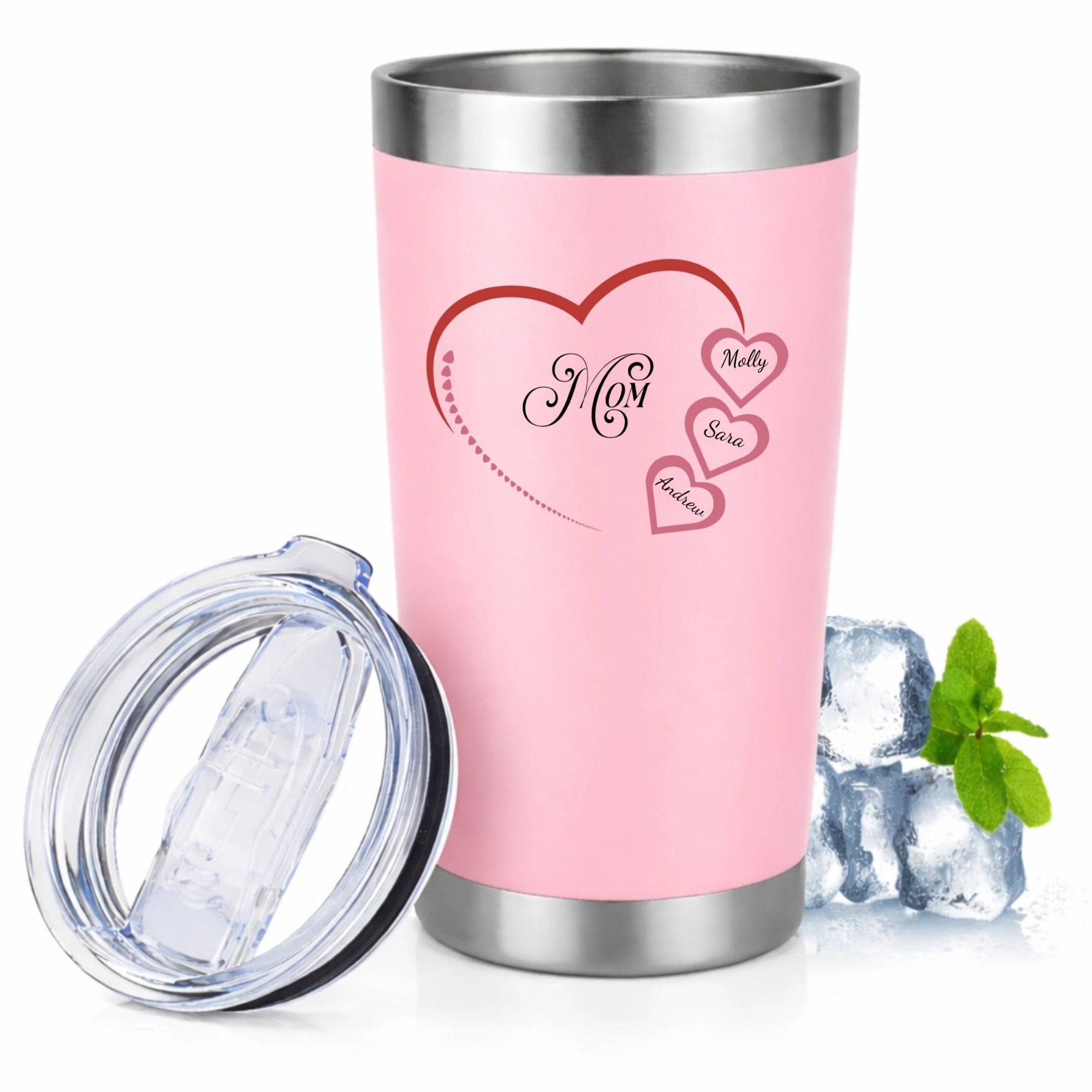 Mom Heart Personalized 20oz Tumbler hero product mockup