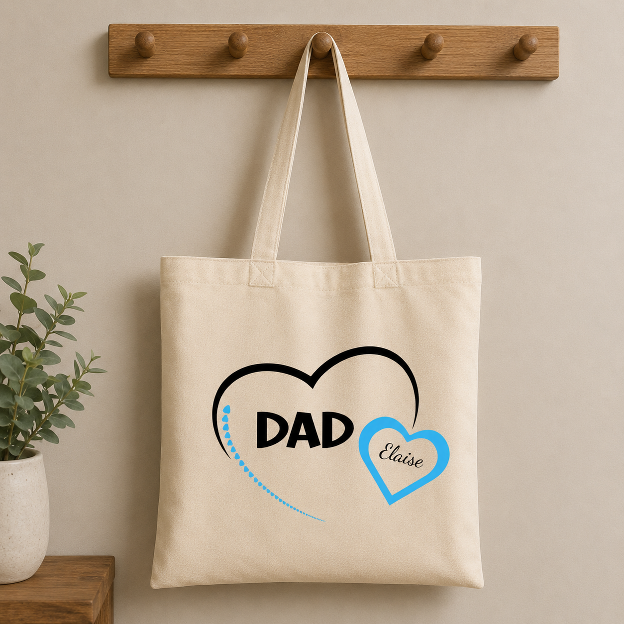 Dad Heart Tote Bag hero product mockup