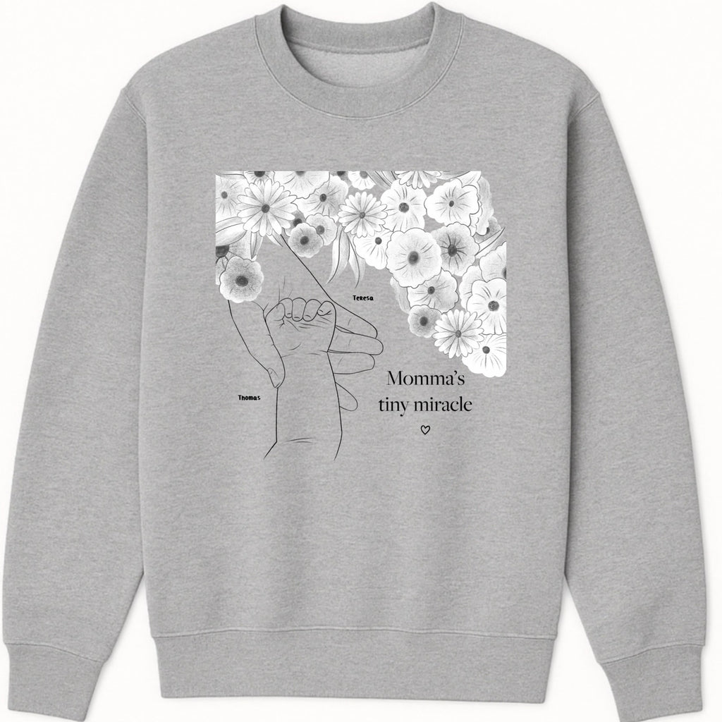 Momma's tiny miracle Sweatshirt hero product mockup