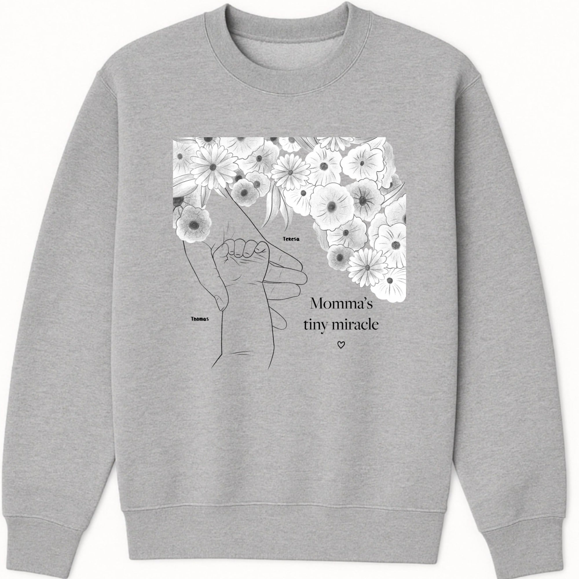 Momma's tiny miracle Sweatshirt hero product mockup