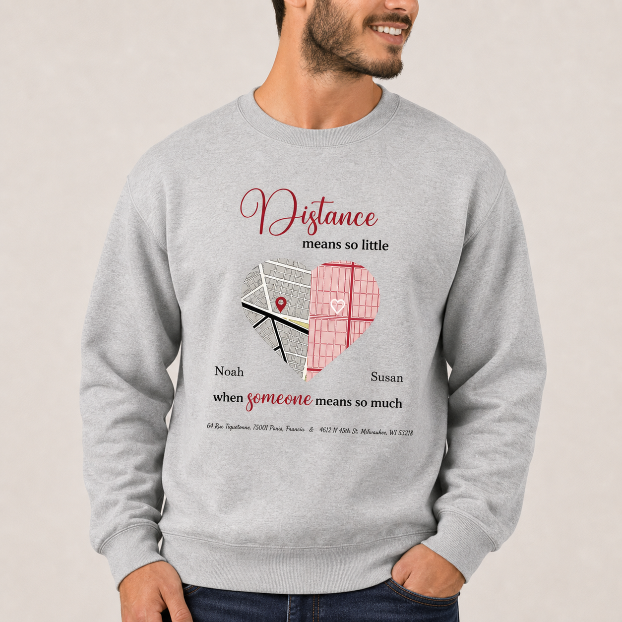 Distance means so little Sweatshirt lifestyle mockup - WearMyVibe