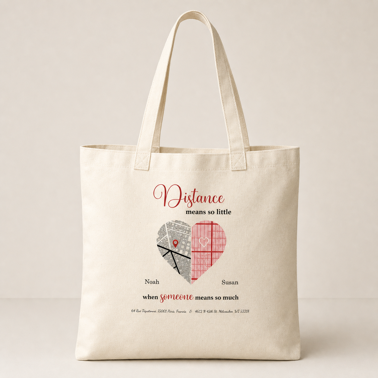 Distance means so little Tote Bag lifestyle mockup - WearMyVibe