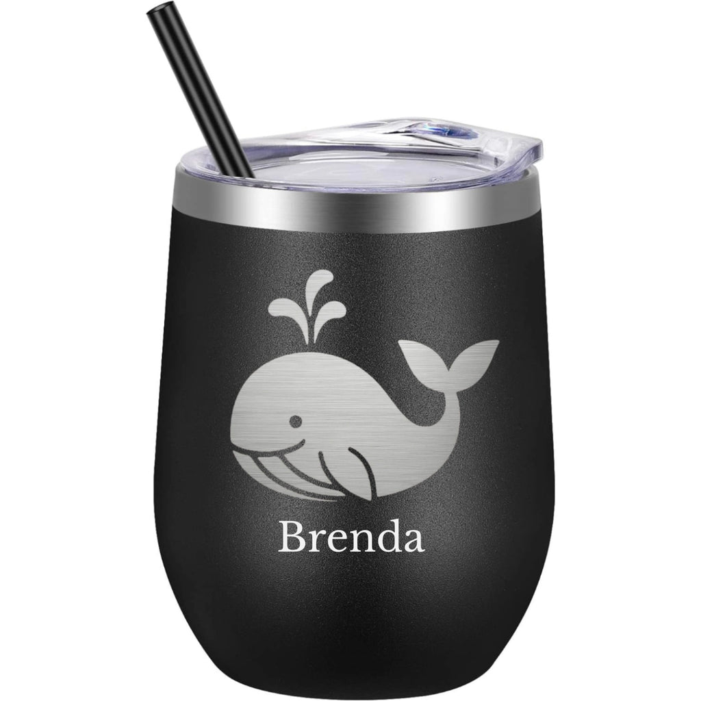 Happy Whale Wine Tumbler (Name)