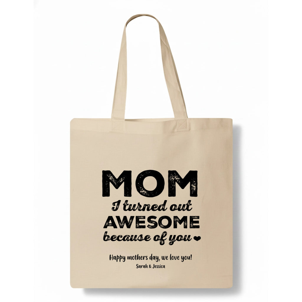 Mom, a title just above Queen Tote Bag hero product mockup