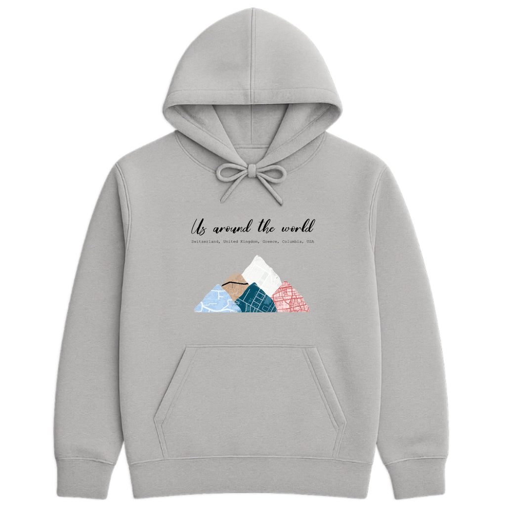 Us around the world Hoodie hero product mockup