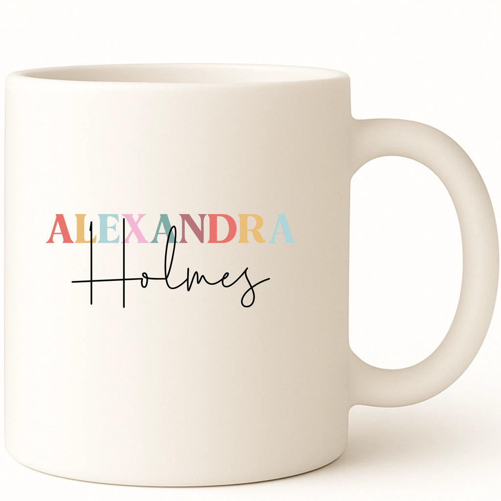 Colorful Name Coffee Mug hero product mockup