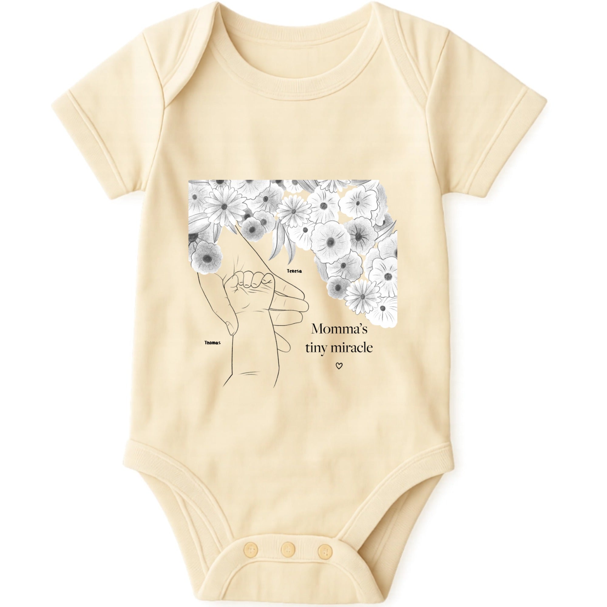 Momma's tiny miracle Baby Onesie hero product mockup