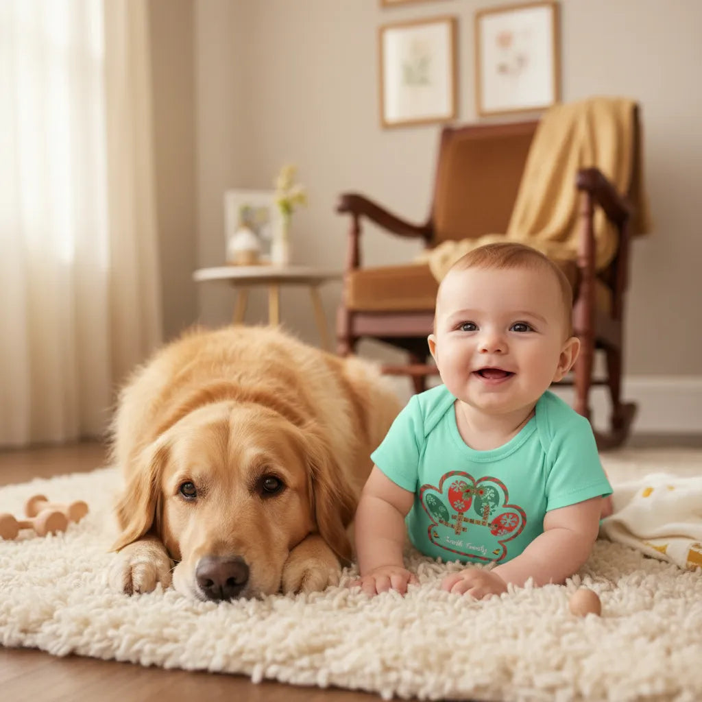 Paw Christmas Crossword Baby Onesie