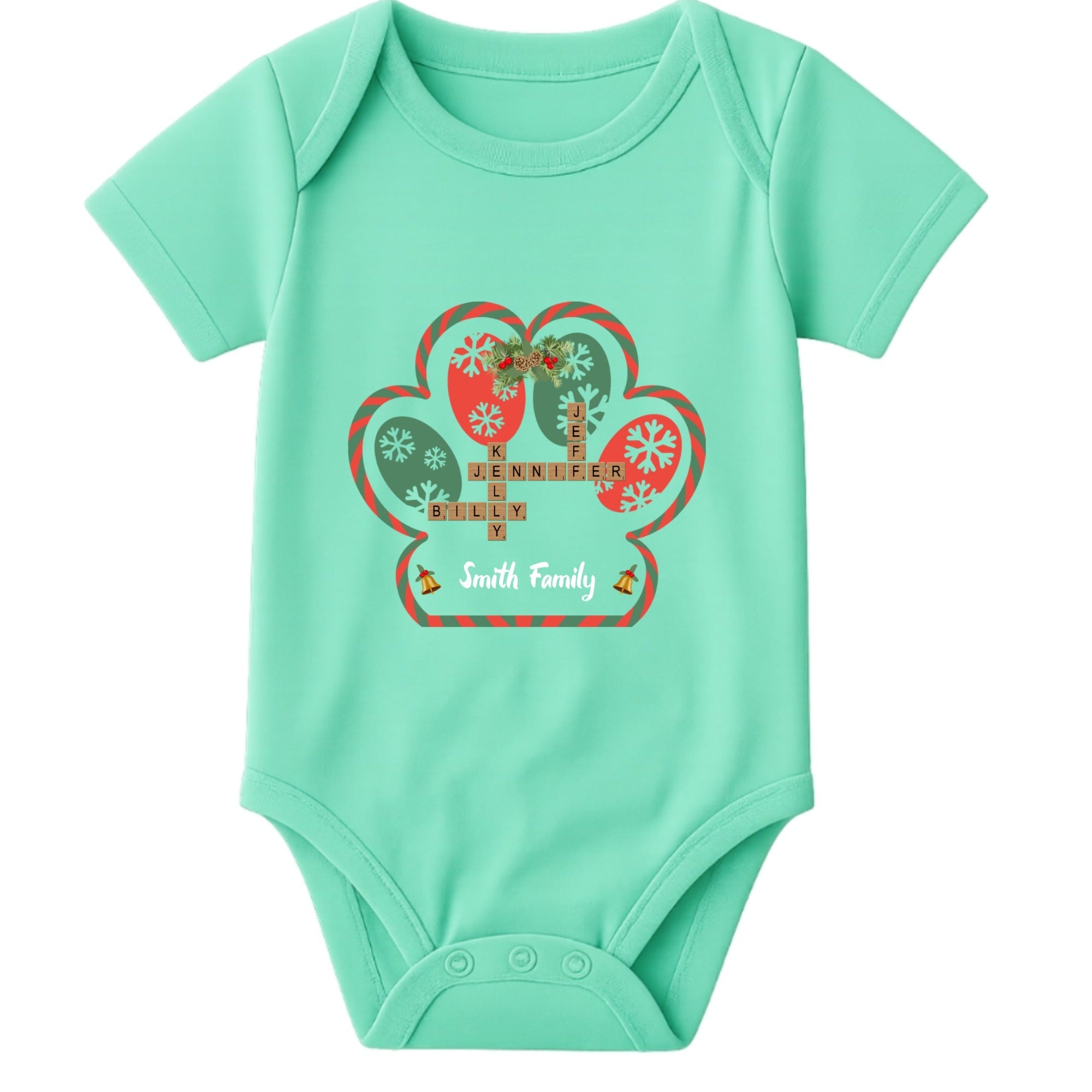 Paw Christmas Crossword Baby Onesie