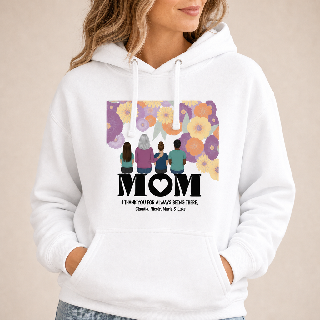 Mom, thank you for being there Hoodie hero product mockup