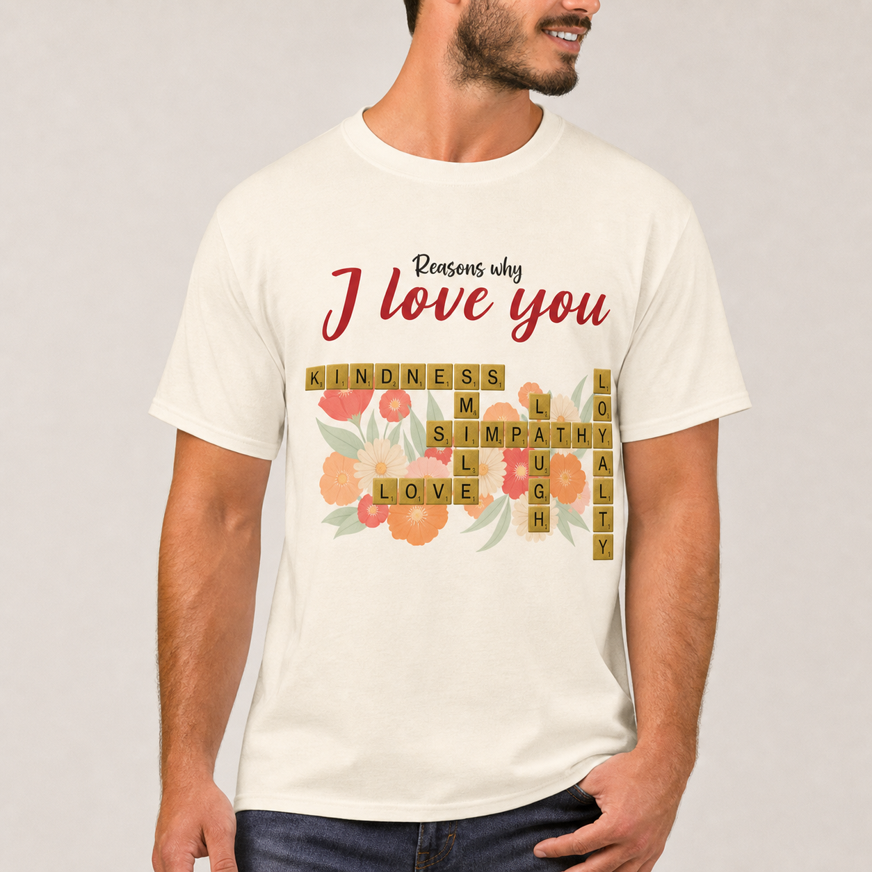 Reasons why I love you crossword Classic T-Shirt lifestyle mockup - WearMyVibe