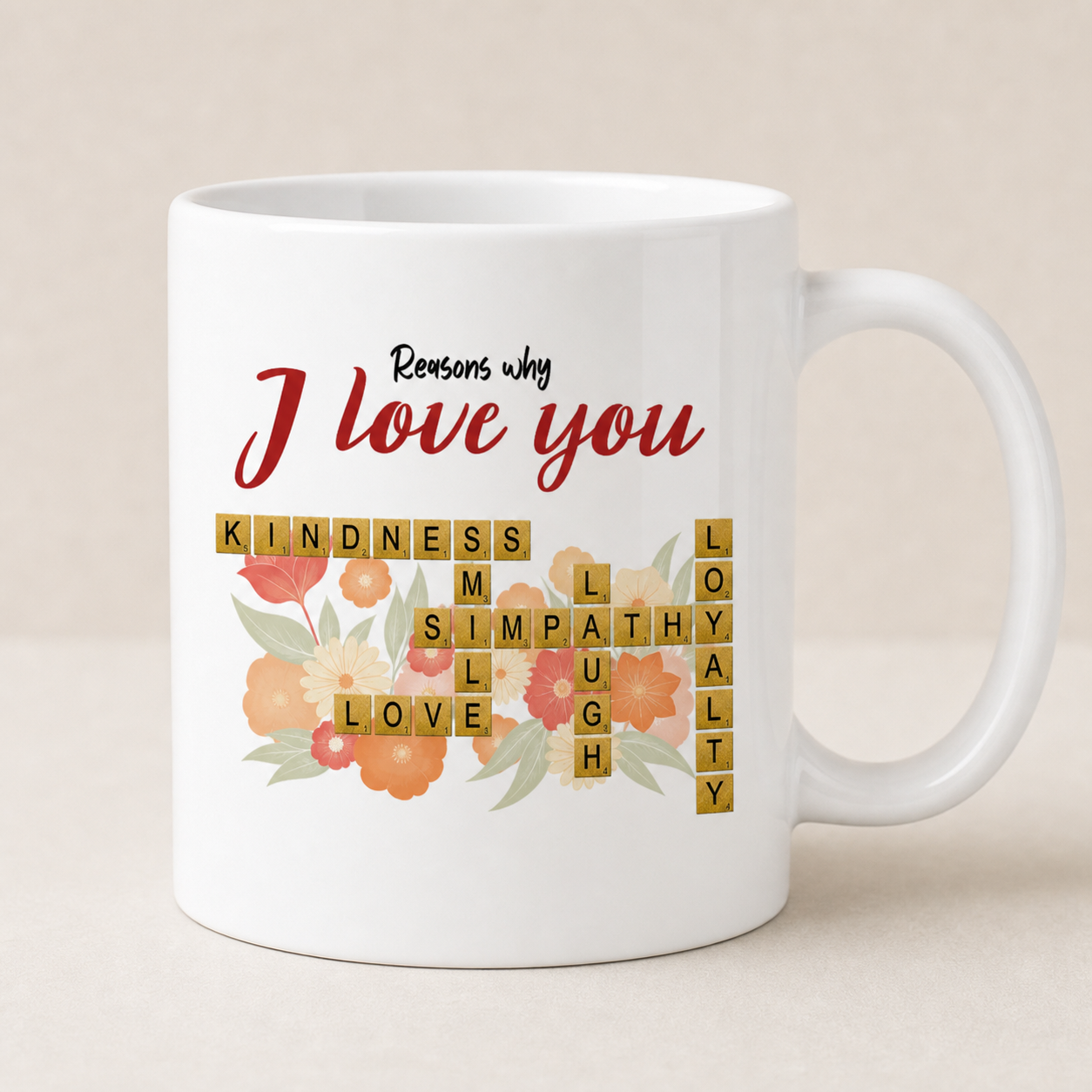 Reasons why I love you crossword Coffee Mug lifestyle mockup - WearMyVibe