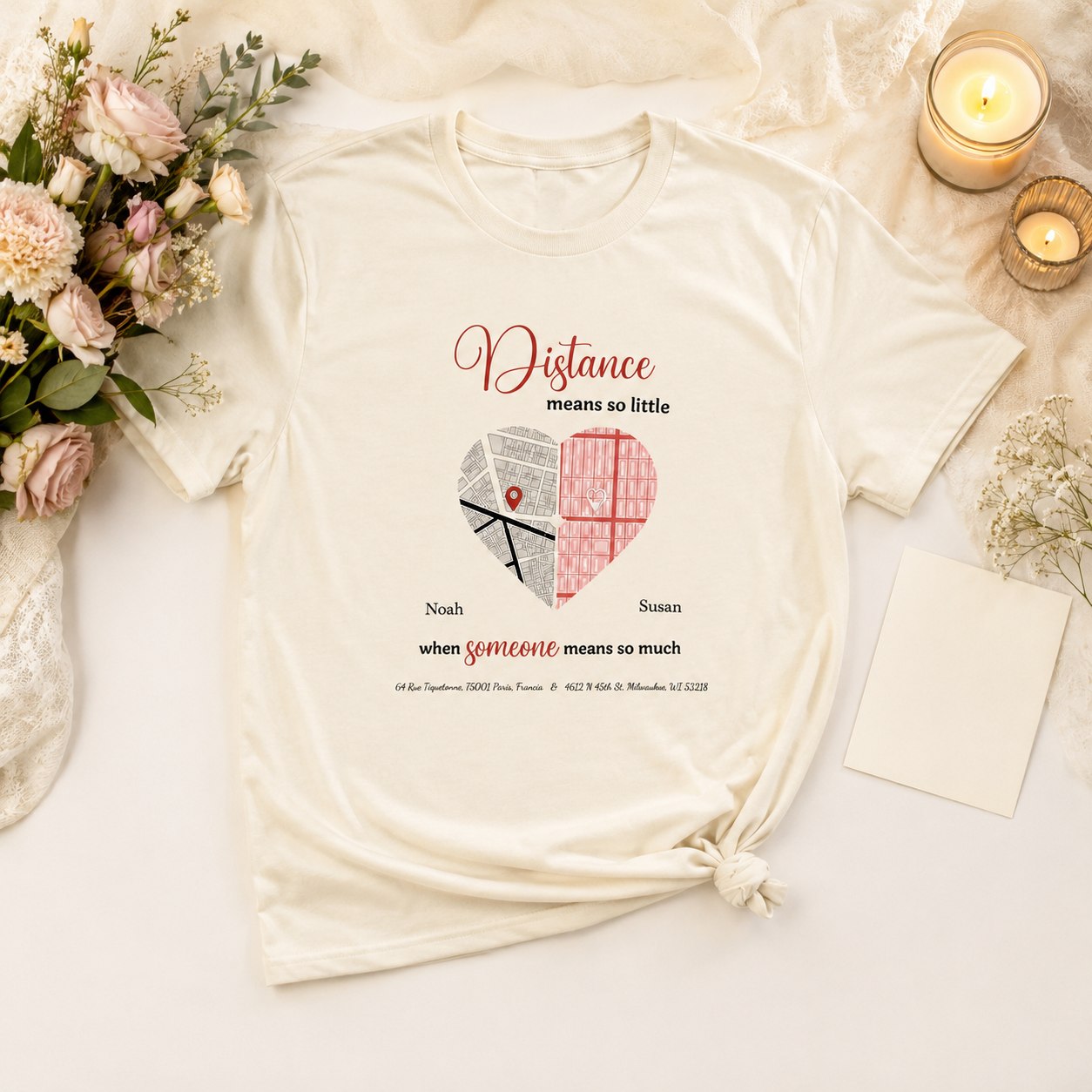 Distance means so little anniversary t-shirt lifestyle image