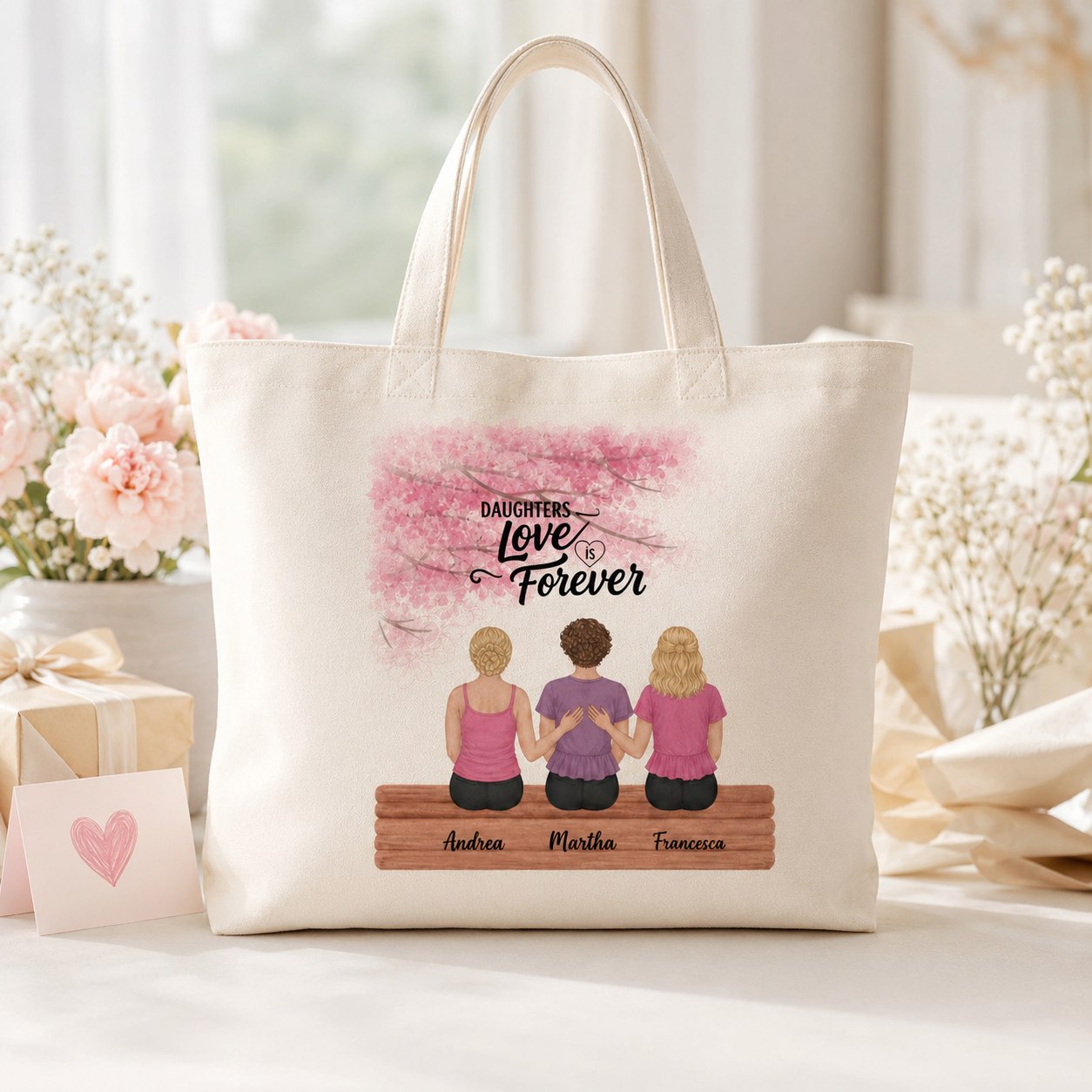 Daughters love is forever tote lifestyle image